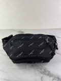 Balenciaga Black/White Nylon Allover Logo Explorer Belt Bag