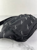 Balenciaga Black/White Nylon Allover Logo Explorer Belt Bag