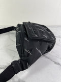 Balenciaga Black/White Nylon Allover Logo Explorer Belt Bag