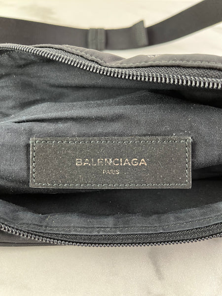 Balenciaga Black/White Nylon Allover Logo Explorer Belt Bag