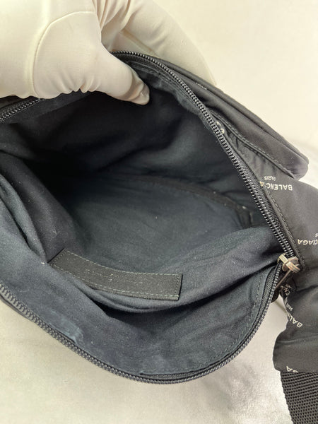 Balenciaga Black/White Nylon Allover Logo Explorer Belt Bag