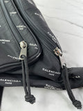 Balenciaga Black/White Nylon Allover Logo Explorer Belt Bag