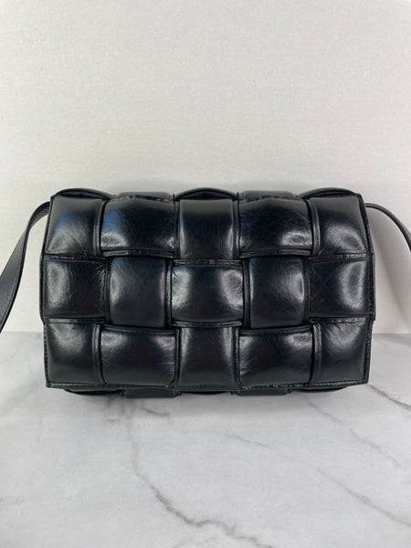 BOTTEGA VENETA Black Lambskin Padded Cassette Crossbody/Shoulder Bag