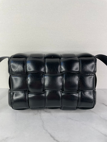 BOTTEGA VENETA Black Lambskin Padded Cassette Crossbody/Shoulder Bag