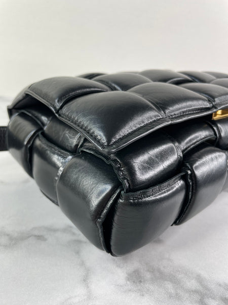 BOTTEGA VENETA Black Lambskin Padded Cassette Crossbody/Shoulder Bag