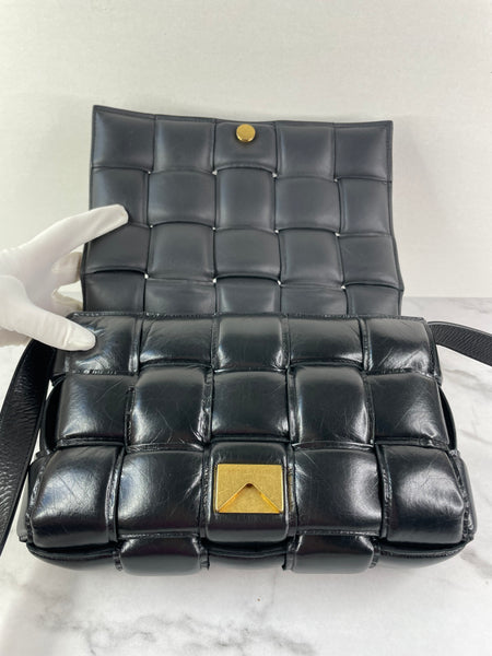 BOTTEGA VENETA Black Lambskin Padded Cassette Crossbody/Shoulder Bag