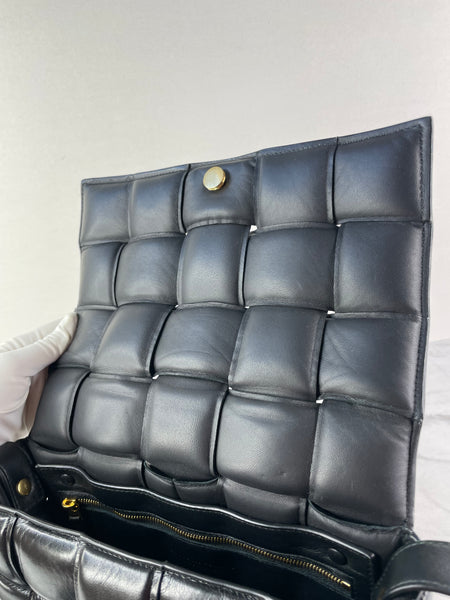 BOTTEGA VENETA Black Lambskin Padded Cassette Crossbody/Shoulder Bag