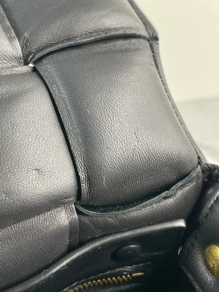 BOTTEGA VENETA Black Lambskin Padded Cassette Crossbody/Shoulder Bag