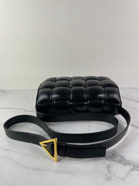 BOTTEGA VENETA Black Lambskin Padded Cassette Crossbody/Shoulder Bag