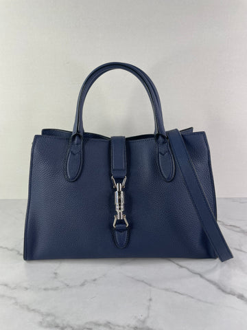 GUCCI Blue Marine Soft Calfskin Small Jackie Top Handle Shoulder/Crossbody Bag