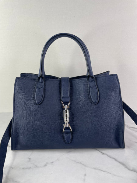 GUCCI Blue Marine Soft Calfskin Small Jackie Top Handle Shoulder/Crossbody Bag