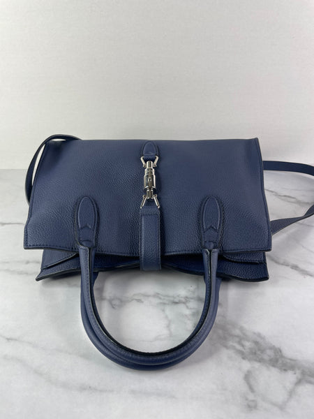 GUCCI Blue Marine Soft Calfskin Small Jackie Top Handle Shoulder/Crossbody Bag