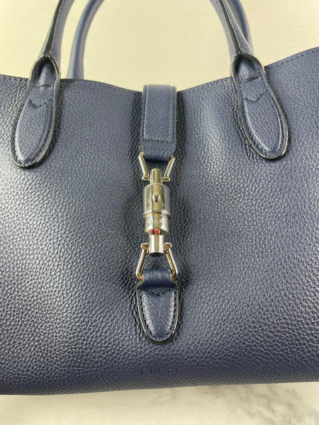 GUCCI Blue Marine Soft Calfskin Small Jackie Top Handle Shoulder/Crossbody Bag
