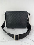 LOUIS VUITTON Unisex Black Damier Infini Leather District PM Messenger Crossbody/Shoulder Bag