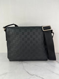 LOUIS VUITTON Unisex Black Damier Infini Leather District PM Messenger Crossbody/Shoulder Bag