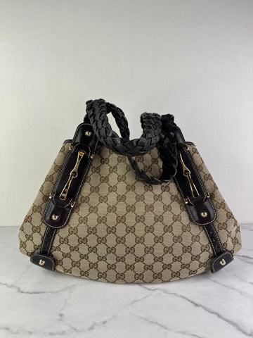 GUCCI Monogram Dark Brown Pelham Shoulder Bag