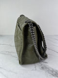 SAINT LAURENT Military Olive Crinkled Lambskin Matelasse Monogram Medium Niki Chain Shoulder/Crossbody Bag