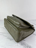 SAINT LAURENT Military Olive Crinkled Lambskin Matelasse Monogram Medium Niki Chain Shoulder/Crossbody Bag