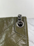 SAINT LAURENT Military Olive Crinkled Lambskin Matelasse Monogram Medium Niki Chain Shoulder/Crossbody Bag