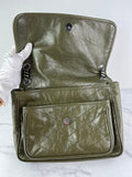 SAINT LAURENT Military Olive Crinkled Lambskin Matelasse Monogram Medium Niki Chain Shoulder/Crossbody Bag