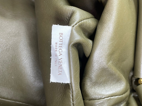 BOTTEGA VENETA Kaki Fondent Smooth Butter Calf The Pouch Oversized Clutch