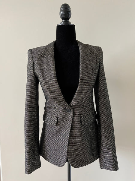 SMYTHE BLACK/METALLIC GOLD PEAKED LAPEL BLAZER Size 4
