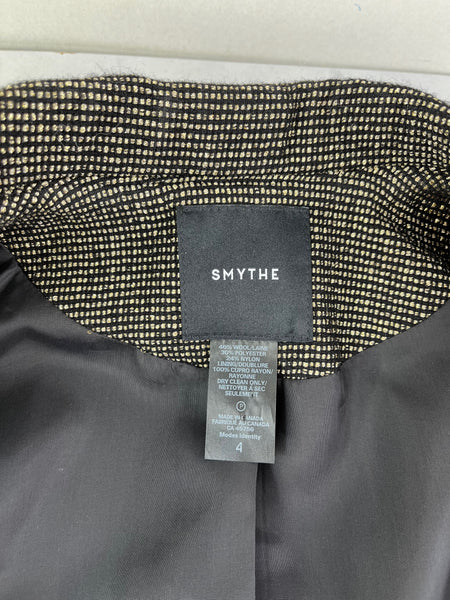 SMYTHE BLACK/METALLIC GOLD PEAKED LAPEL BLAZER Size 4
