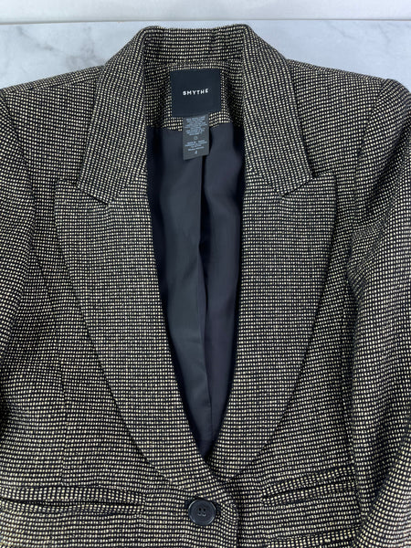 SMYTHE BLACK/METALLIC GOLD PEAKED LAPEL BLAZER Size 4