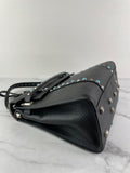 VALENTINO Black Alce Calfskin My Rockstud Rolling Frame Crossbody/Shoulder Bag