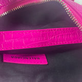 BALENCIAGA Lipstick Pink Calfskin Crocodile Embossed Le Cagole XS Shoulder Bag