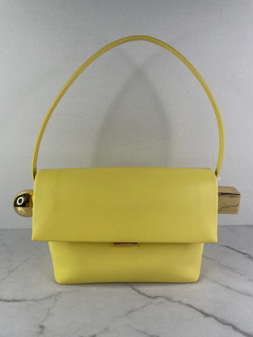 JACQUEMUS Light Yellow Le Rond Carré leather shoulder bag
