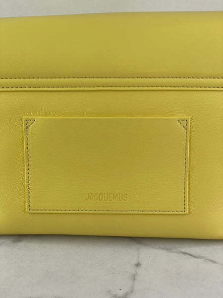 JACQUEMUS Light Yellow Le Rond Carré leather shoulder bag