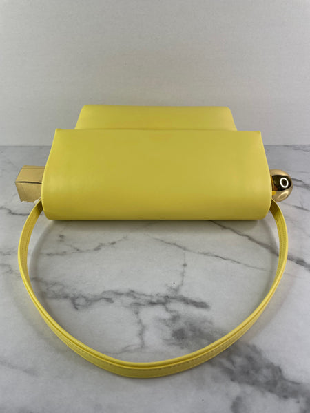 JACQUEMUS Light Yellow Le Rond Carré leather shoulder bag
