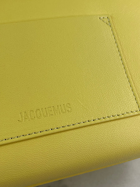 JACQUEMUS Light Yellow Le Rond Carré leather shoulder bag