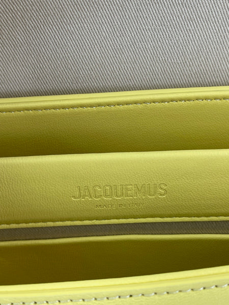 JACQUEMUS Light Yellow Le Rond Carré leather shoulder bag