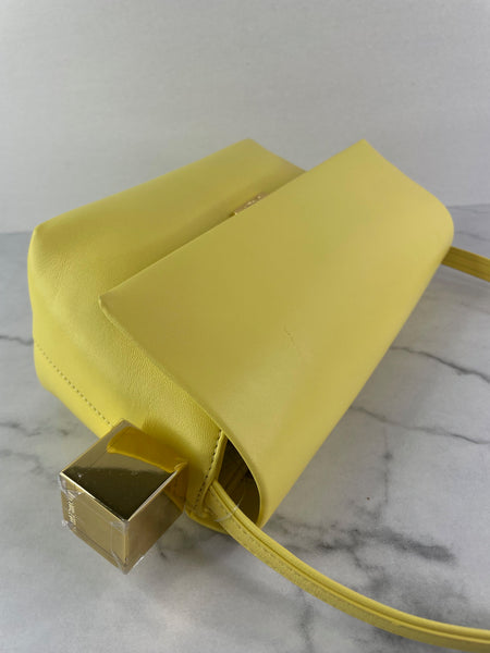 JACQUEMUS Light Yellow Le Rond Carré leather shoulder bag