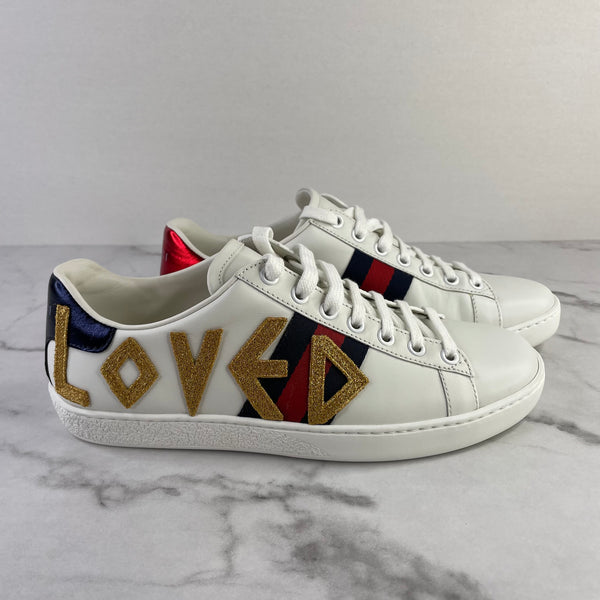 GUCCI Women's White New Ace Loved Sneakers Size 37