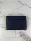 Christian Dior Saddle Bloom Navy Blue Grained Calfskin Card Holder