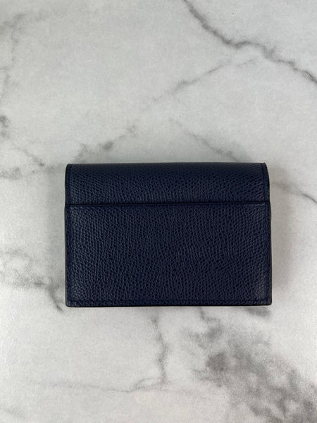 Christian Dior Saddle Bloom Navy Blue Grained Calfskin Card Holder
