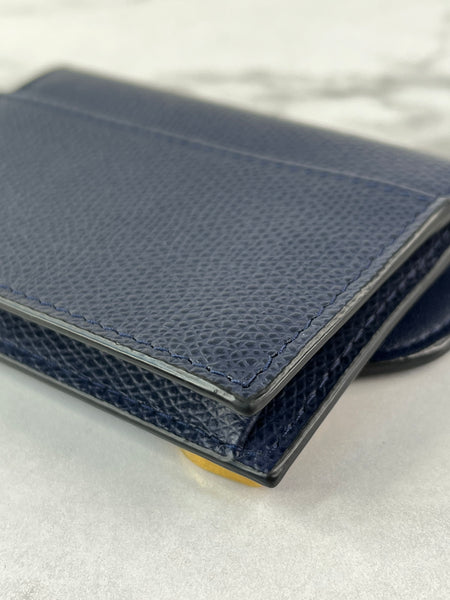 Christian Dior Saddle Bloom Navy Blue Grained Calfskin Card Holder