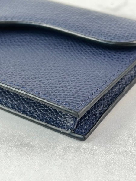 Christian Dior Saddle Bloom Navy Blue Grained Calfskin Card Holder