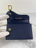 Christian Dior Saddle Bloom Navy Blue Grained Calfskin Card Holder