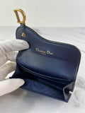 Christian Dior Saddle Bloom Navy Blue Grained Calfskin Card Holder