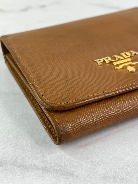 PRADA Brown Saffiano Leather Wallet