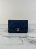 CHANEL Blue Quilted Flap Card Holder Wallet