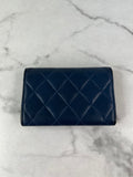 CHANEL Blue Quilted Flap Card Holder Wallet