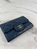 CHANEL Blue Quilted Flap Card Holder Wallet