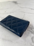 CHANEL Blue Quilted Flap Card Holder Wallet