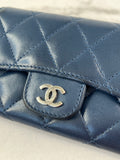 CHANEL Blue Quilted Flap Card Holder Wallet
