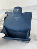 CHANEL Blue Quilted Flap Card Holder Wallet